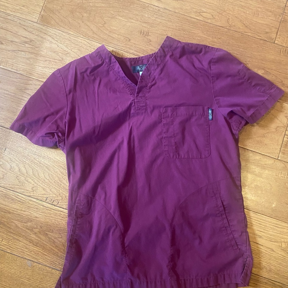 Koi Maroon/Burgundy Scrub Top
